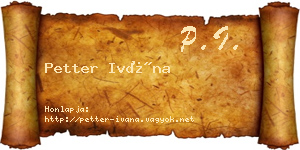 Petter Ivána névjegykártya